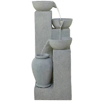 43.5" Light Gray Fiberglass 4-Tier Fountain with LED Light