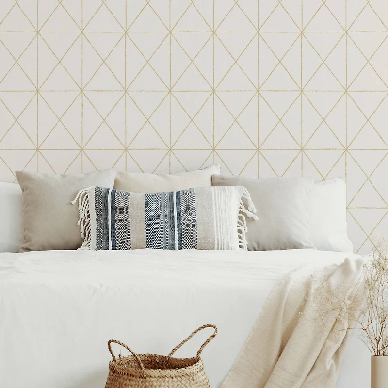 Wallpops White & Gold Get In Line Peel & Stick Wallpaper