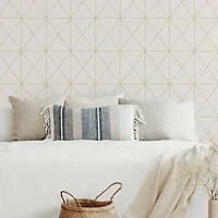 Wallpops White & Gold Get In Line Peel & Stick Wallpaper