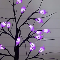 2ft. Pre-Lit Artificial Halloween Ghost Twig Tree with 24 Purple LED Lights