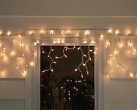 50ct. White Window Curtain Mini Christmas Icicle Lights with White Wire