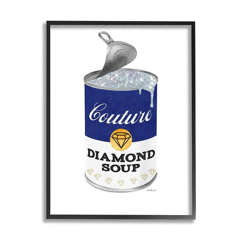 Stupell Industries Couture Blue Condensed Diamond Soup Can Sparkle Pattern Framed Wall Art