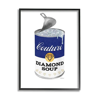 Stupell Industries Couture Blue Condensed Diamond Soup Can Sparkle Pattern Framed Wall Art