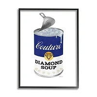 Stupell Industries Couture Blue Condensed Diamond Soup Can Sparkle Pattern Framed Wall Art