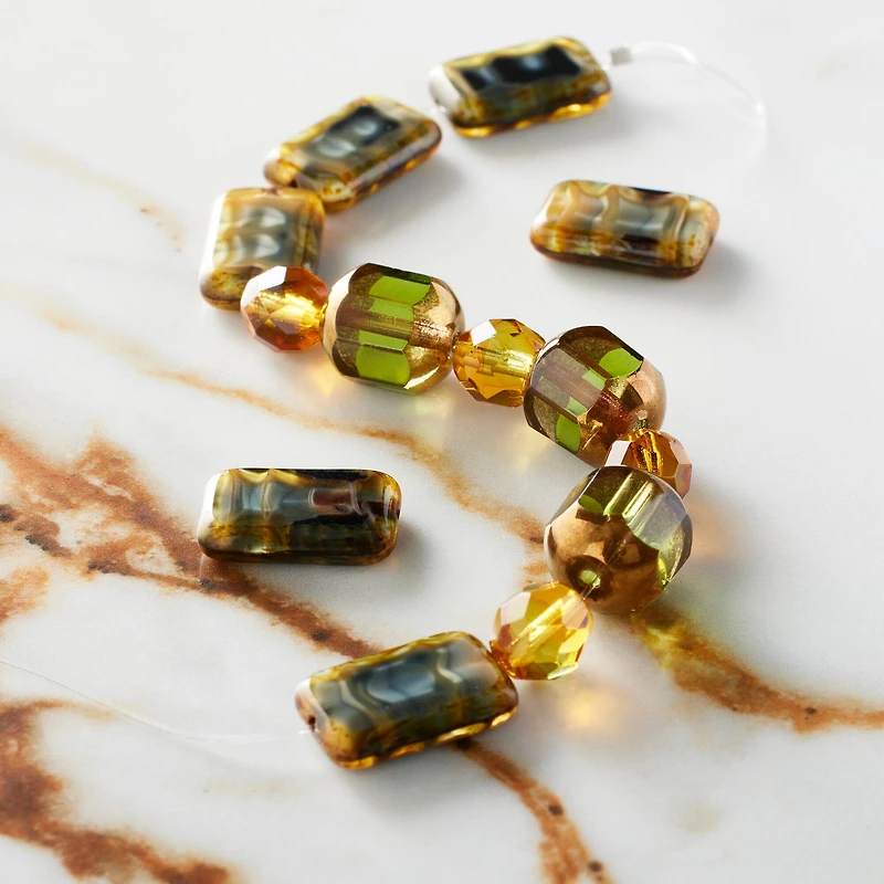 Autumn Green Czech Glass Bead Mix, 11mm by Bead Landing™