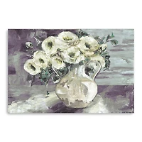 White Flowers In Pottery Pitcher Canvas Giclee