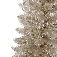 7ft. Pre-Lit Rose Gold Tinsel Artificial Christmas Tree, Clear Lights