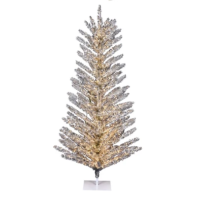 6ft. Pre-Lit Vintage Aluminum Artificial Christmas Tree, Warm White Low Voltage LED Lights