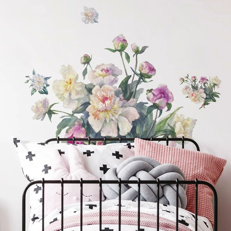 RoomMates White & Pink Floral Bouquet Peel & Stick Giant Wall Decals