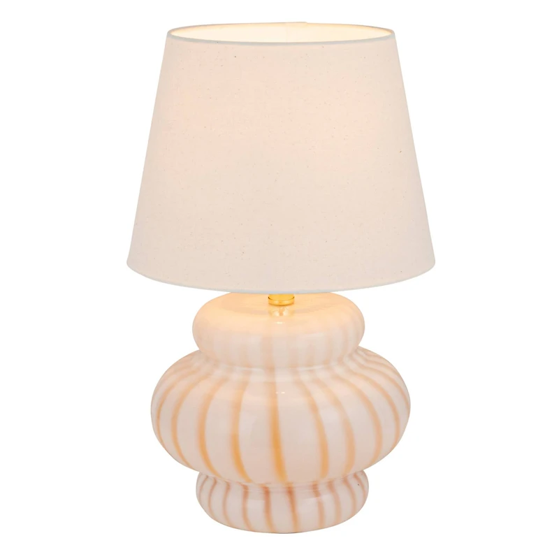 Hello Honey® 18.5" Yellow & Cream Striped Hand-Blown Art Glass Table Lamp
