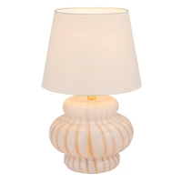 Hello Honey® 18.5" Yellow & Cream Striped Hand-Blown Art Glass Table Lamp