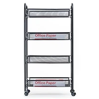 Mind Reader Black All-Purpose Heavy Duty Trolley Utility Cart with Wheels