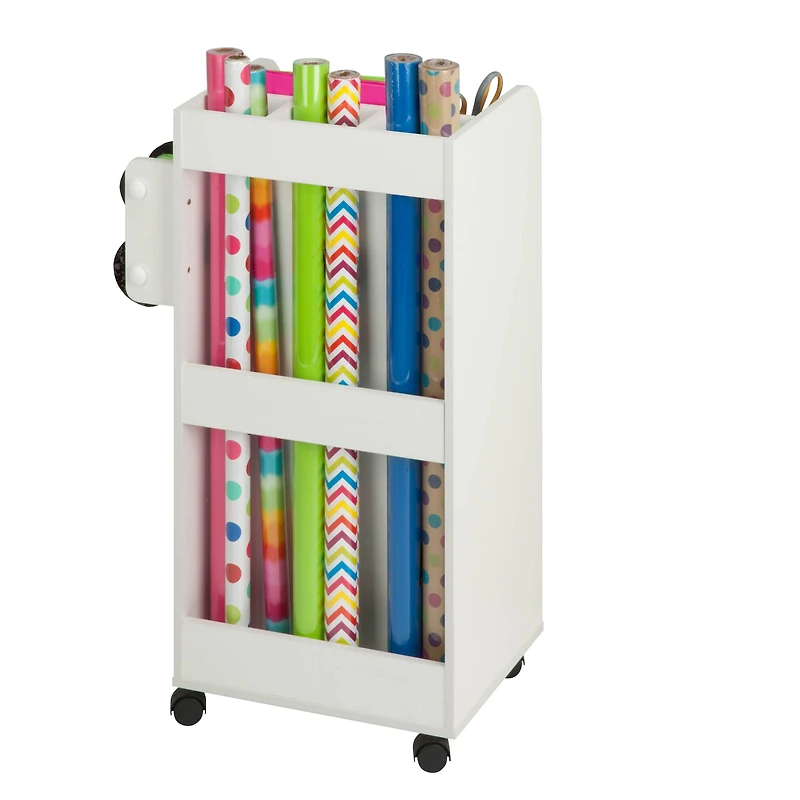 Honey Can Do 3-Drawer White Rolling Craft Cart with Drawers & Slotted Compartments