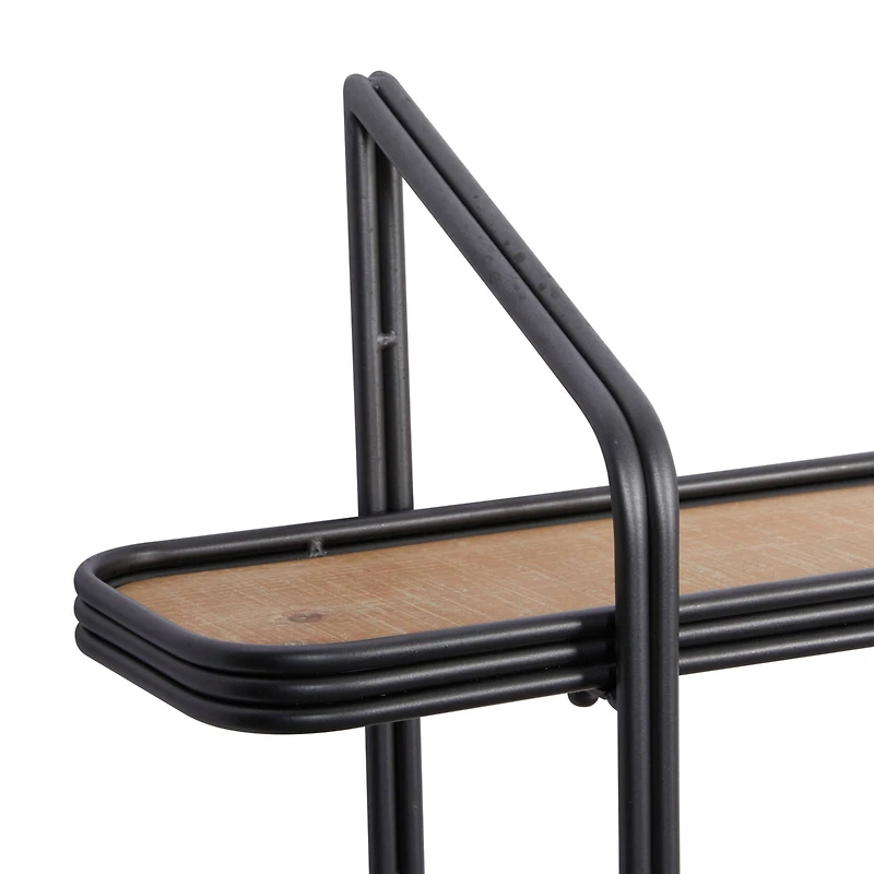 Gray Metal and Wood Industrial Wall Shelves, 34" x 32" x 6"