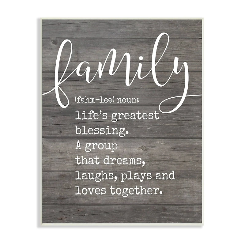 Stupell Industries Family Definition Planked Wood Wall Plaque