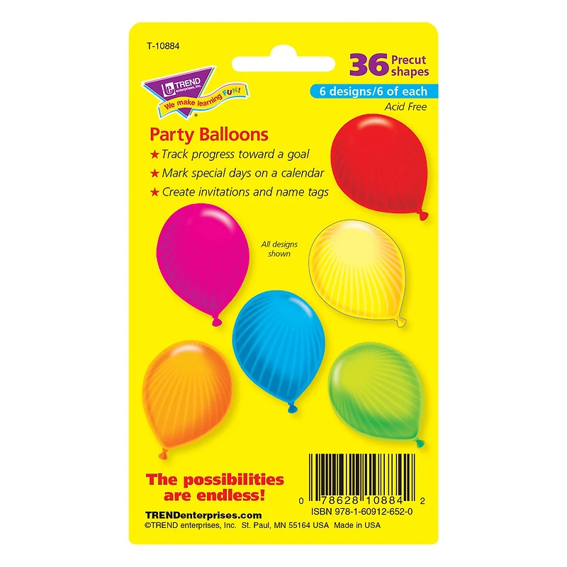 TREND Enterprises® Party Balloons Mini Accents Variety Pack, 6 Packs of 36
