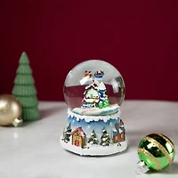 5.5" Santa Claus on Sleigh with Snowy Village Rotating Musical Water Globe