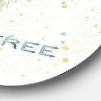 Designart - Damask Painted Gilded Feather on Blue