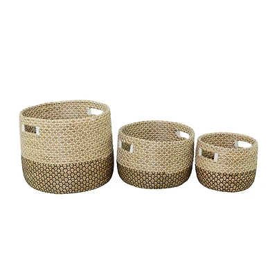 Brown Seagrass Bohemian Storage Baskets, 3ct.