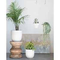 Hello Honey® 12.25" Matte White Embossed Stoneware Planter