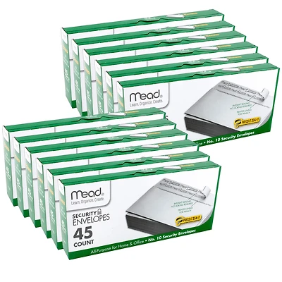 Mead® Press-It Seal-It® #10 Security Envelopes, 12 Pack of 45