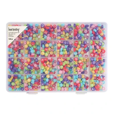 6 Packs: 1,440 ct. (8,640 total) Multicolored Alphabet Round Beads, 7mm by Bead Landing™