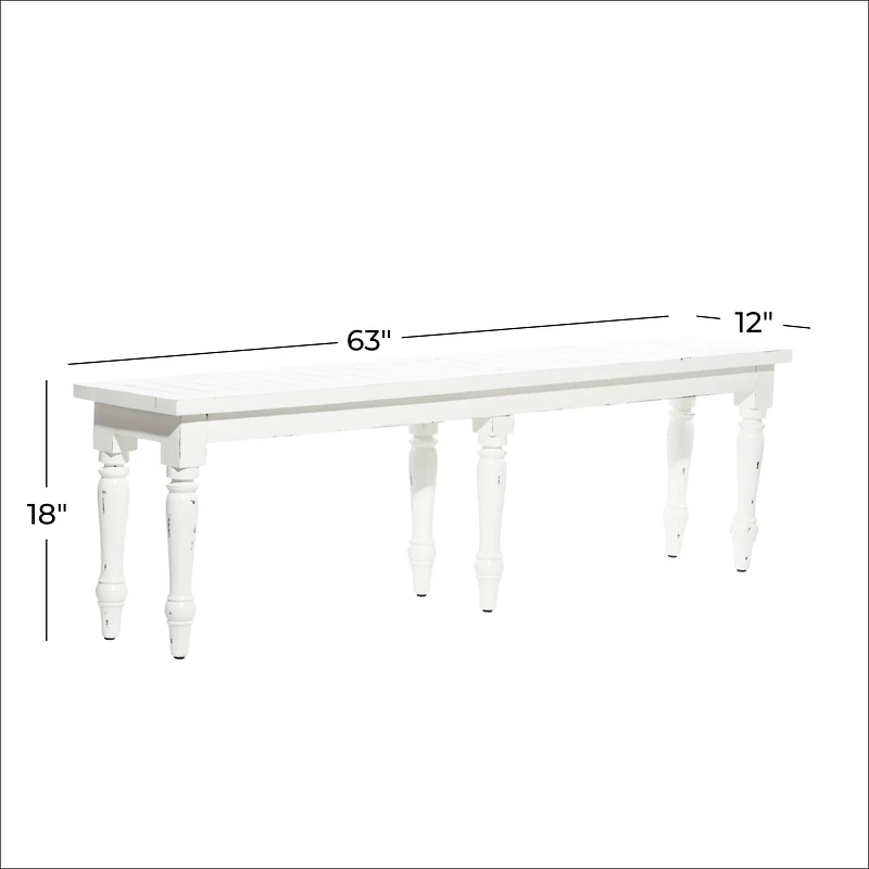 White Wood Farmhouse Bench