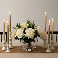 Wedding Collection 16in. Artificial Roses and Mixed Greens Arrangement in Glass Vase