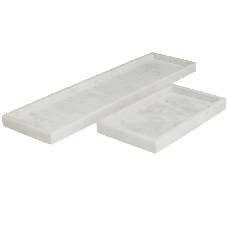 CosmoLiving by Cosmopolitan White Marble Slim Tray Set