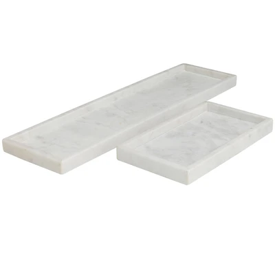 CosmoLiving by Cosmopolitan White Marble Slim Tray Set
