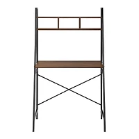 Walker Edison 56" Dark Walnut Industrial Ladder Desk with Storage