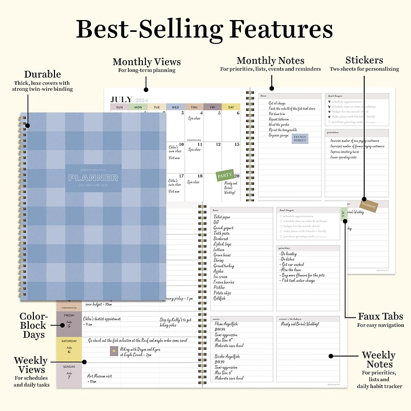 TF Publishing 2024 - 2025 Mediterranean Picnic Large Spiral Planner