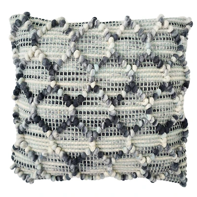 American Art Décor™ Handwoven Blue, Gray & Cream Boho Decorative Throw Pillow