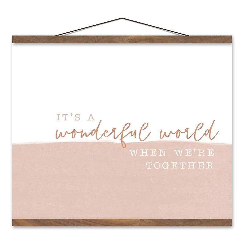 Wonderful World Together 20" x 16" Teak Hanging Canvas