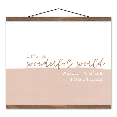 Wonderful World Together 20" x 16" Teak Hanging Canvas