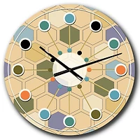 Designart 'Retro Hexagon Patternx Mid-Century Modern Wall Clock