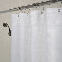 Elle Décor White Jacquard Solid Weave Shower Curtain