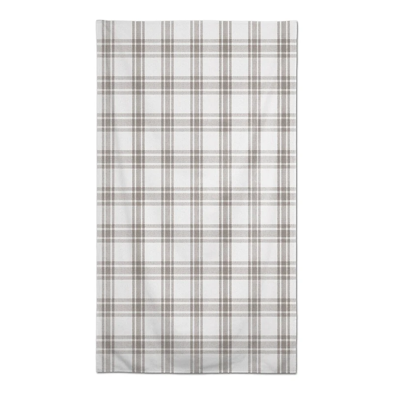 8.5ft. Cream & Gray Plaid Tablecloth