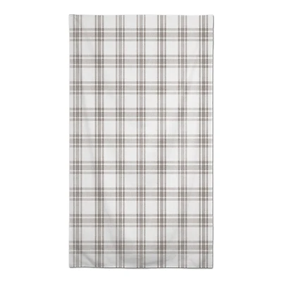 8.5ft. Cream & Gray Plaid Tablecloth