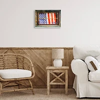 Stupell Industries Patriotic American Flag Rustic Window Festive Home Wall Plaque Art