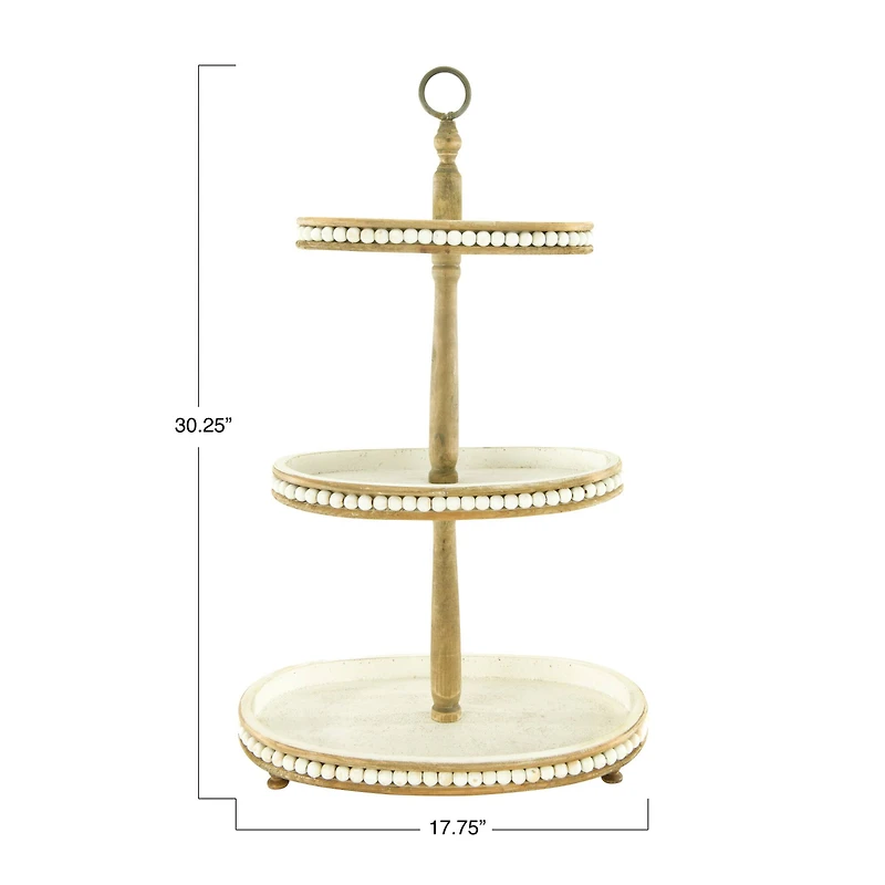 Hello Honey® 30.5" Decorative Oval 3-Tier Wood Tray with Handle