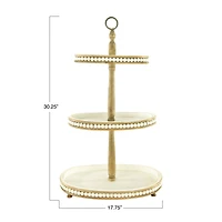 Hello Honey® 30.5" Decorative Oval 3-Tier Wood Tray with Handle