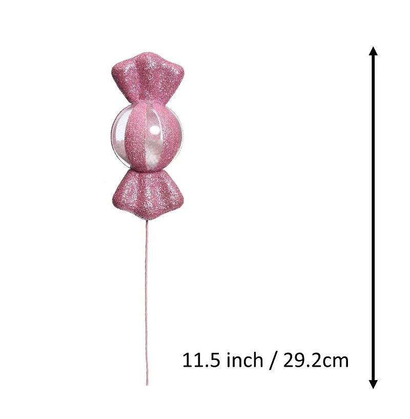 11.5" Pink Glitter Candy Globe Pick by Ashland®