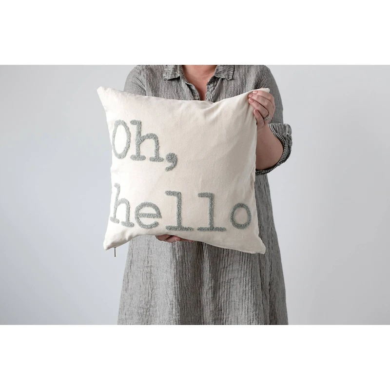 Hello Honey® Oh, Hello Embroidered Cotton Pillow