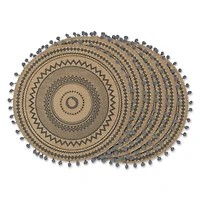 Mineral Aztec Print On Natural Round Jute Placemat (Set of 6)