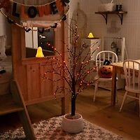 4ft. Pre-Lit Halloween Black Twig Artificial Tree with 180 Orange & Purple LED Lights