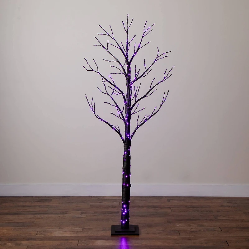6ft. Pre-Lit Artificial Halloween Twig Tree with 480 Orange & Purple LED Lights