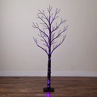 6ft. Pre-Lit Artificial Halloween Twig Tree with 480 Orange & Purple LED Lights