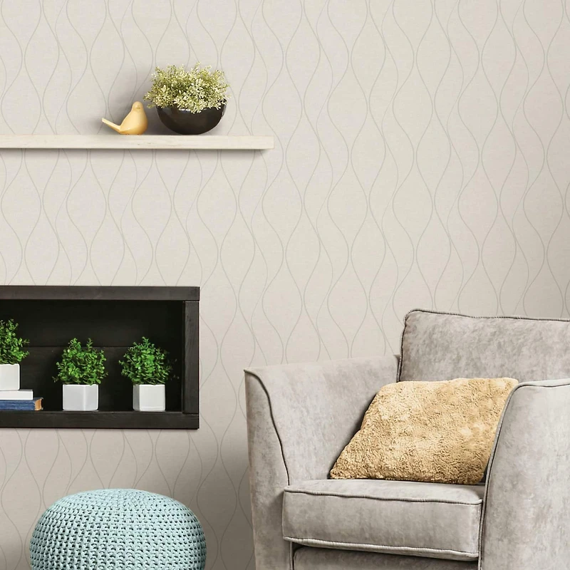 RoomMates Wave Ogee Peel & Stick Wallpaper