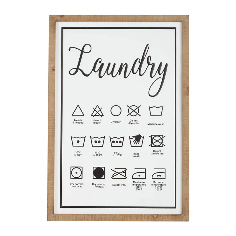 White Farmhouse Laundry Guide Wood Wall Decor, 22" x 32"